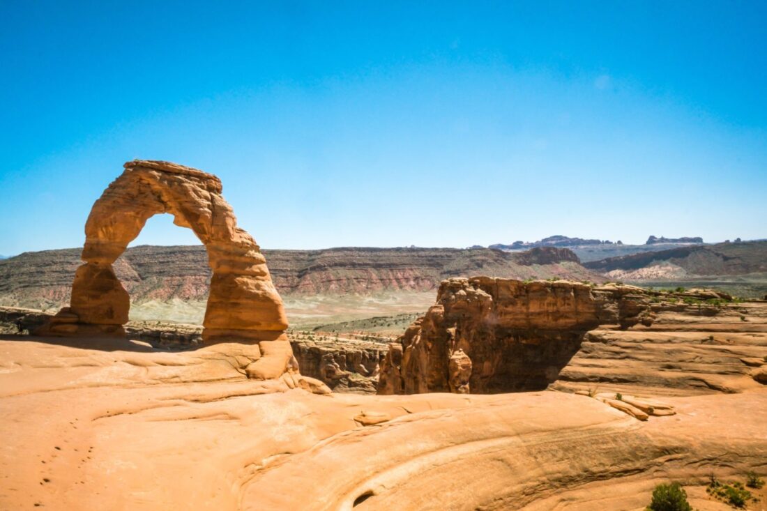 Delicate Arch on a hot summer day